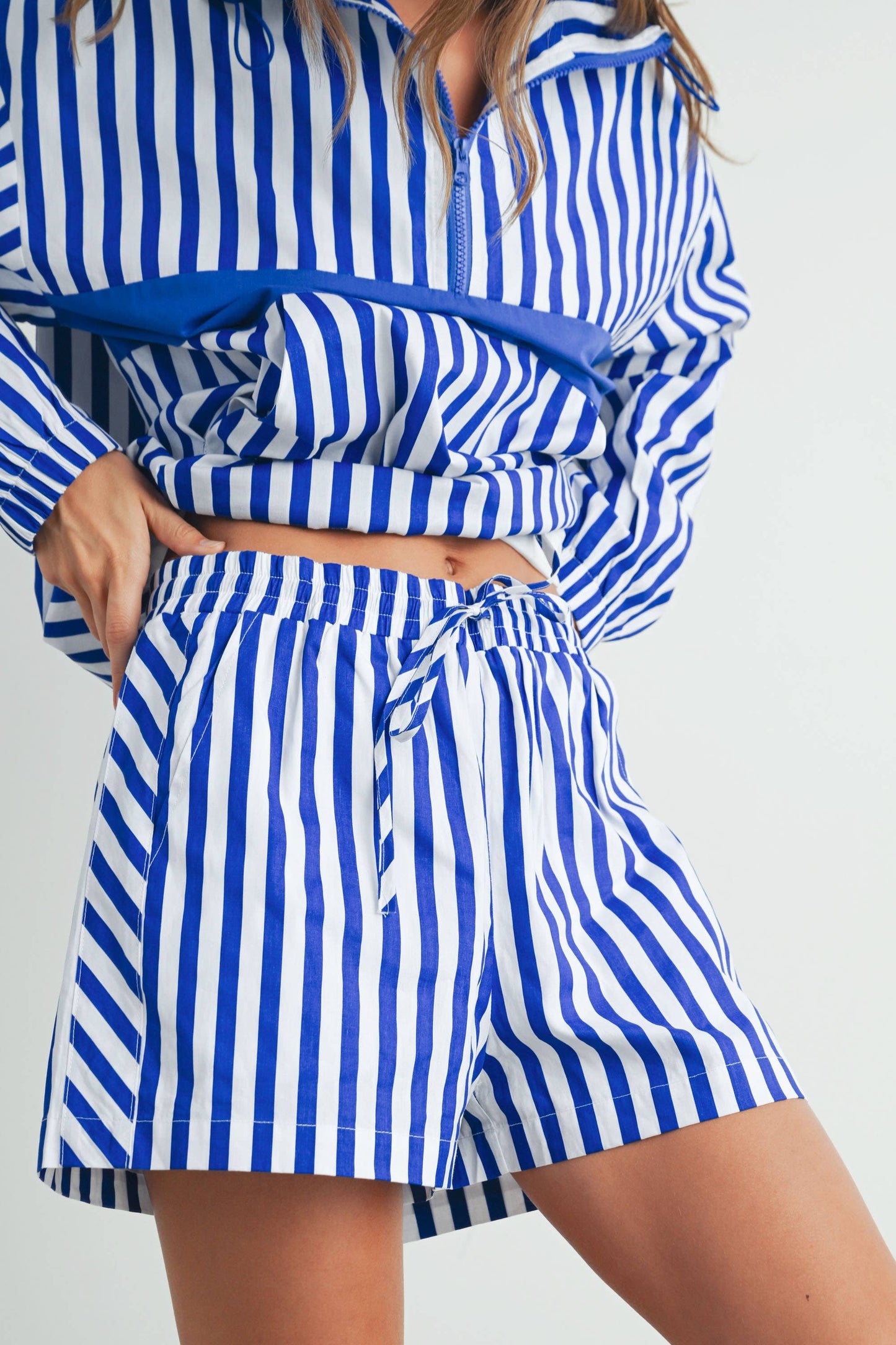 Striped Drawstring Pocket Boxer Shorts