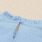 Flutter Sleeve Frilled Neck Textured Blouse