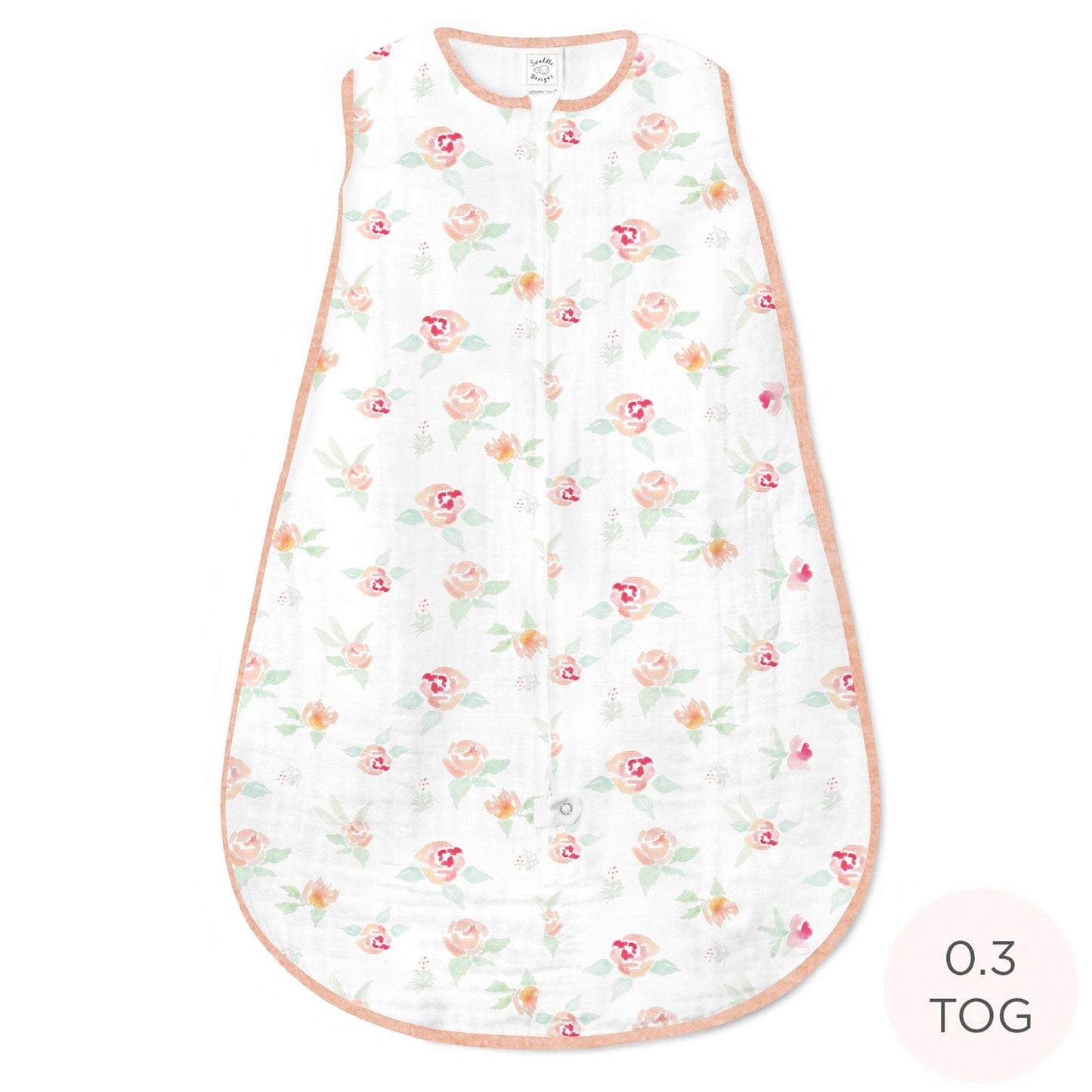 Muslin Non-Weighted zzZipMe Sack - Watercolor Peachy Pink Floral
