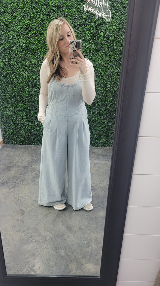Mineral Wash Denim Jumpsuit