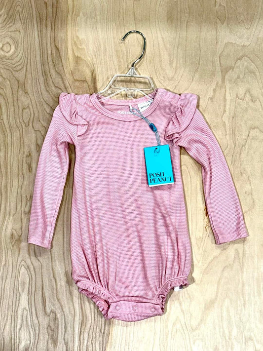 PP Pink Waffle Longsleeve Onesie