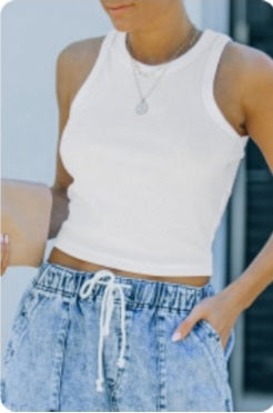 White Sleeveless Crop