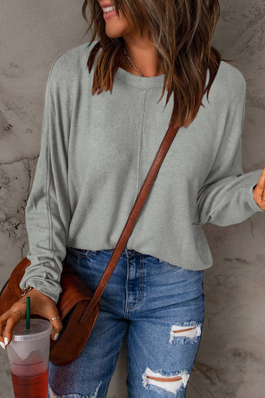 Grey Patchwork Long Sleeve Top