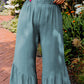 High Waist Ruffle Wide Leg Pants Plus Size