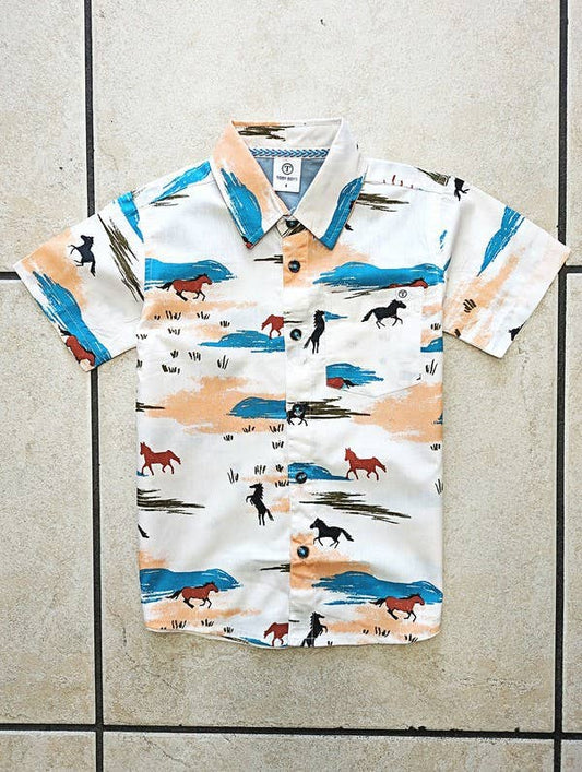 Horse Print Button Down Shirts